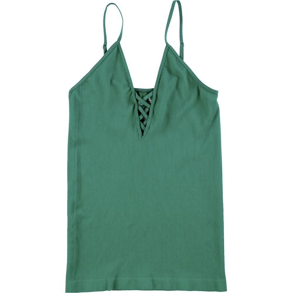 Free People Intimates Ribbed V-Neck Strappy Tank In Green